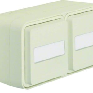 Steckdose SCHUKO 2fach waagerecht mit Klappdeckel AP Berker W.1 polarweiß matt, Berker 47753532
