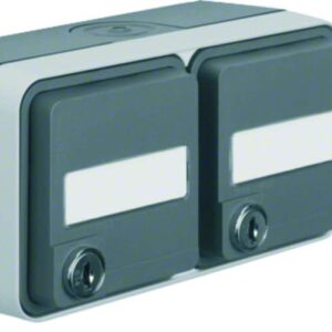 Steckdose SCHUKO 2fach waagerecht mit Klappdeckel AP Berker W.1 grau/lichtgrau m, Berker 47893525