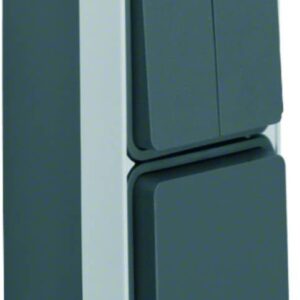 Kombination Serienschalter/Steckdose SCHUKO mit Klappdeckel AP Berker W.1 grau/l, Berker 47903515