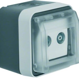 Antennen-Steckdose 2Loch mit KlappdeckelAP, Einzeldose Berker W.1 grau/lichtgrau, Berker 12033515