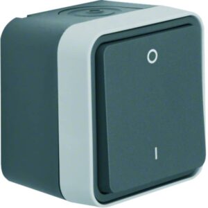 Ausschalter 2-polig mit Aufdruck "0" und"1" AP Berker W.1 grau/lichtgrau matt, Berker 30723505