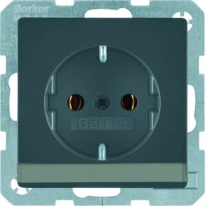 Steckdose SCHUKO mit Beschriftungsfeld Berker Q.1/Q.3 anthrazit, samt, Berker 47506086