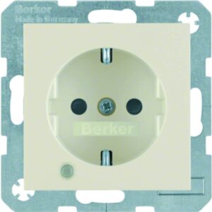 Steckdose SCHUKO mit Kontroll-LED und Beschriftungsfeld Berker S.1 weiß, glänzen, Berker 41108982
