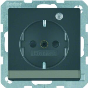 Steckdose SCHUKO mit Kontroll-LED und Beschriftungsfeld Berker Q.1/Q.3 anthrazit, Berker 41106086