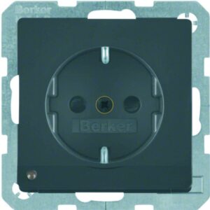 Steckdose SCHUKO mit LED-Orientierungslicht Berker Q.1/Q.3 anthrazit, samt, Berker 41096086