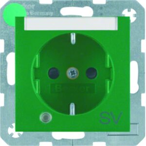 Steckdose SCHUKO mit Kontroll-LED, Beschriftungsfeld Berker S.1/B.3/B.7 grün, ma, Berker 41101913