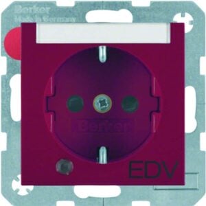Steckdose SCHUKO mit Kontroll-LED, Beschriftungsfeld Berker S.1/B.3/B.7 rot, matt, Berker 41101915