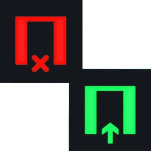 Folie bi-color mit Aufdruck Symbol für Warten / Eintreten für LED-Signallicht, Berker 19058012