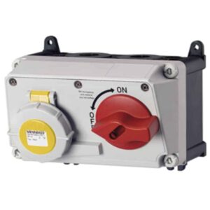 Wanddose DUO,32A3p4h110V,IP67, Mennekes 7628