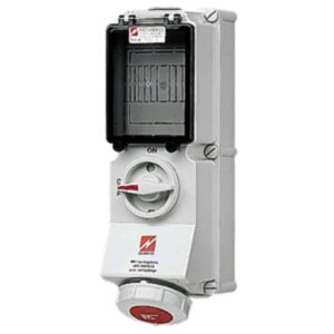 Wanddose DUO,32A4p3h380-440V,IP67, Mennekes 5946A