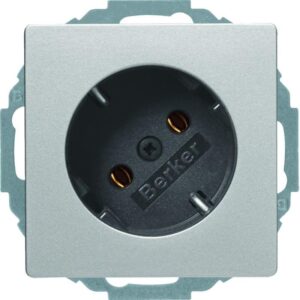 Steckdose SCHUKO 45° Berker Q.1/Q.3 alu, samt, Berker 47276084