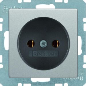 Steckdose ohne Schutzkontakt Berker Q.1/Q.3 alu, samt, Berker 6167036084