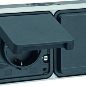 W.1 SSD 2fach waagrecht mit Klappdeckel Ap, grau/lichtgrau matt, Berker 47753545