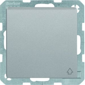 Q.x Steckdose SCHUCKO mit Klappdeckel und zufallendem Klappdeckel, alu samt, Berker 47516064