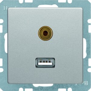 USB/3,5 mm Audio Steckdose Berker Q.1/Q.3 alu, samt, Berker 3315396084