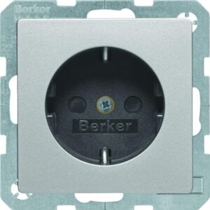 Steckdose SCHUKO mit erh. Berührungsschutz und Schraubklemmen Berker Q.x, alu samt, Berker 41236084