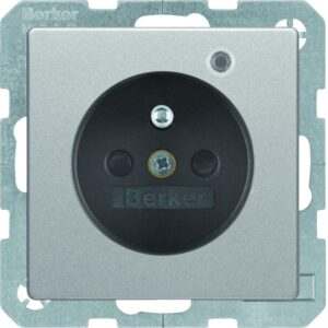 Steckdose mit Schutzkontaktstift und Kontroll-LED Berker Q.1/Q.3 alu, samt, Berker 6765096084