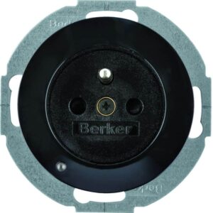 Steckdose mit Schutzkontaktstift und LED-Orientierungslicht Berker R.1/R.3 schwa, Berker 6765102045