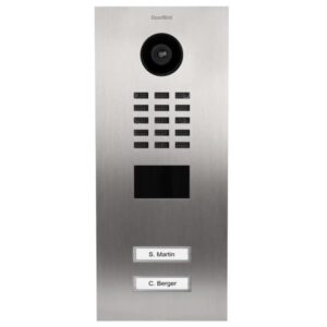 DoorBird IP Video Türstation D2102V, Edelstahl, pulverbeschichtet, seidenmatt, 2 Ruftasten (Gehäuse für Aufputz-/ Unterputzmontage separat erhältlich), RAL 701, DoorBird 423870710