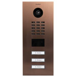 DoorBird IP Video Türstation D2103V, Edelstahl, gebürstet, PVD Beschichtung mit Bronze-Optik, 3 Ruftasten (Gehäuse für Aufputz-/ Unterputzmontage separat erhältlich), DoorBird 423870741