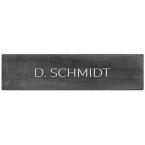 Namensschild für eine Ruftaste einer DoorBird D21x Video Türstation, Edelstahl V4A, hochglanzpoliert, PVD Beschichtung mit Titan-Optik, individuelle Gravur, selbstklebend, DoorBird 423862982