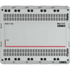 Reiheneinbau Audio/Video Mixer mit 4 Eingängen und 4 Ausgängen,  6 TE DIN BTICINO F441