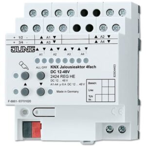 KNX Jalousieaktor, 4 fach, REG, elektronische Handbedienung, LED-Statusanzeige JUNG 2424REGHE