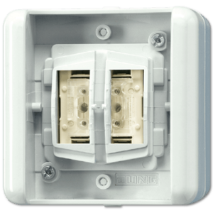 KNX Taster BA, 2 fach, Mittenstellung, Funktion: Schalten (Tasten), Jalousie, Dimmen, Status JUNG 8472.02LEDW