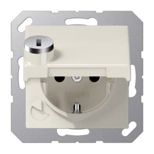 SCHUKO-Steckdose, 16 A 250 V ~, Klappdeckel, Sicherheitsschloss, bruchsicher JUNG AS1520BFKLSL