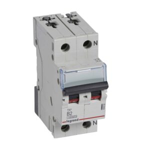 TX3 Leitungsschutzschalter B-Charakteristik, 2A,1-polig+N,10kA,230VAC,2TE Legrand 404092