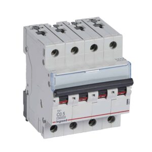 TX3 Leitungsschutzschalter C-Charakteristik, 0,5A, 4-polig, 10kA, 400VAC, 4TE Legrand 404247