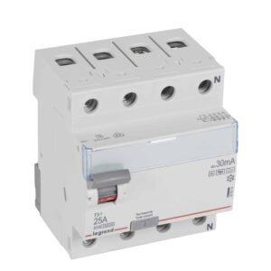 TX3 Fehlerstromschutzschalter 25A, 4-polig, 30mA, Typ F-G, 400VAC, 4TE Legrand 411814
