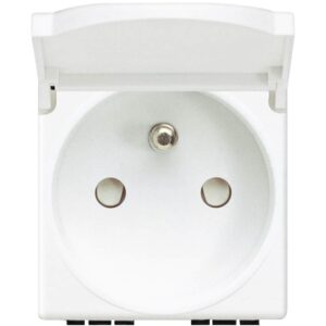 Steckdose FranzösischStandard 2P+E Klappdeckel Weiss Bticino N4145