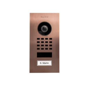 Frontblende für DoorBird D1101V Unterputz, Edelstahl, gebürstet, PVD Beschichtung mit Bronze-Optik, DoorBird 423868335