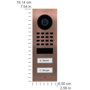 DoorBird IP Video Türstation D1102V Aufputz, Edelstahl, gebürstet,PVD Beschichtung mit Bronze-Optik ,2 Ruftasten, inkl. Aufputzgehäuse, DoorBird 423869639