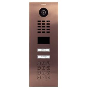 DoorBird IP Video Türstation D2102KV, Edelstahl, gebürstet, PVD Beschichtung mit Bronze-Optik, 2 Ruftasten, Keypad Modul (Gehäuse für Aufputz-/ Unterputzmontage separat erhältlich), DoorBird 423871229
