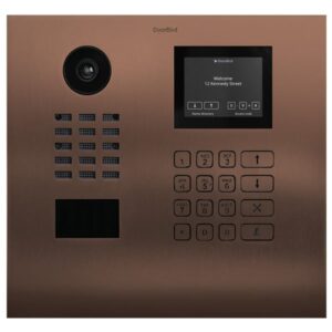 DoorBird IP Video Türstation D21DKH für Mehrfamilienhäuser, Edelstahl, gebürstet, PVD Beschichtung mit Bronze-Optik, Display Modul, Keypad Modul (Gehäuse für Aufputz-/ Unterputzmontage separat erhältlich), DoorBird 423870895