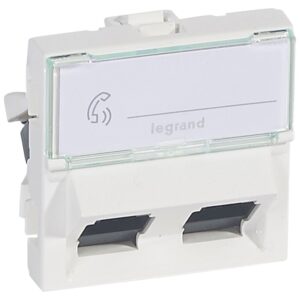 Mosaic 2-fach RJ45, 45° Kat 6, UTP, 2-modulig, Farbe: Ultraweiß Legrand 076504