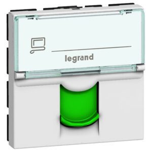 Mosaic 1-fach RJ45, Kat 6A, STP, 2-modulig Farbe: Ultraweiß/ Grün Legrand 076524