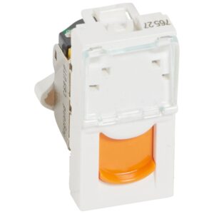 Mosaic 1-fach RJ45, Kat 6A, UTP, 2-modulig Farbe: Ultraweiß/ Orange Legrand 076527