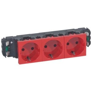 Schuko-Steckdosen, 3-fach (6 Module), Farbe: rot (RAL 3020) Legrand 077413