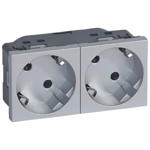 Mosaic Steckdose 2-fach-Schuko 45° 4-modulig Farbe: Aluminium Legrand 079282