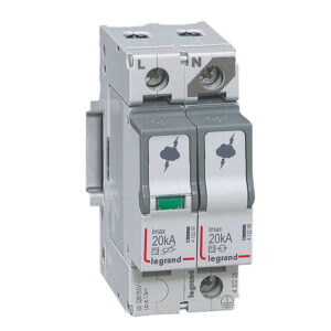 Überspannungsableiter Typ 2, 1+1 Schaltung, 230/400 VAC, Imax 20 kA, (Uc)320 VAC Legrand 412226