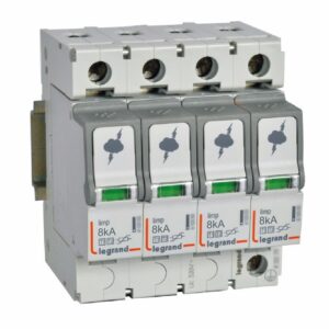 Kombiableiter Typ 1+2, 4+0 Schaltung, 230/400 VAC, Iimp 8 kA, (Uc)320 VAC Legrand 412253