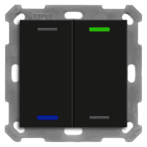 KNX Taster Light 55 2-fach, RGBW, Temperatursensor, Schwarz matt, Neutral MDT BE-TAL55T206.01