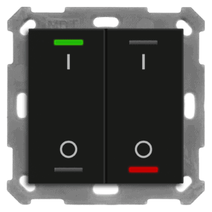 KNX Taster Light 55 2-fach, RGBW, Temperatursensor, Schwarz matt, Schalten MDT BE-TAL55T206.B1