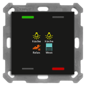 KNX Taster Smart 55 4-fach mit Farbdisplay, Schwarz matt MDT BE-TAS550406.01
