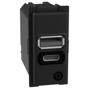 LivingNow USB-Ladesteckdose 1-modulig mit 1x USB-A und 1x USB-C Bticino K4191AC