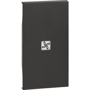 LivingNow 2-modulige Tastenabdeckung mit Symbol "Ventilator" in der Farbe Black Bticino KG01M2RN