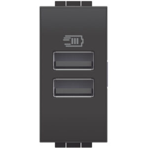 LivingLight USB-Ladesteckdose 1-modulig mit 2x USB-A in der Farbe anthrazit Bticino L4191AA